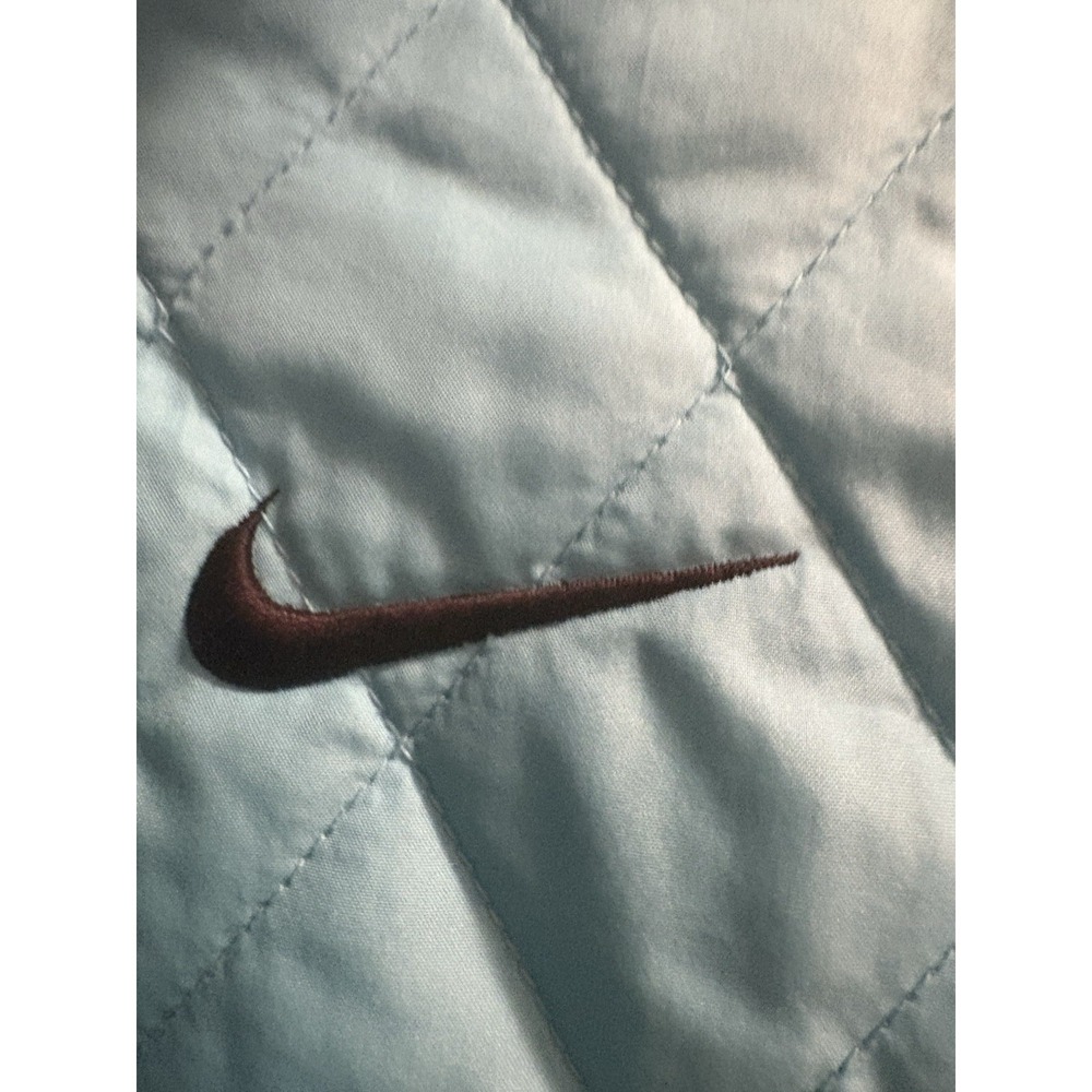 VINTAGE Y2K NIKE Quilted Zip-Up Bomber Jacket Aqua Blue Size Medium - Picture 3 of 11